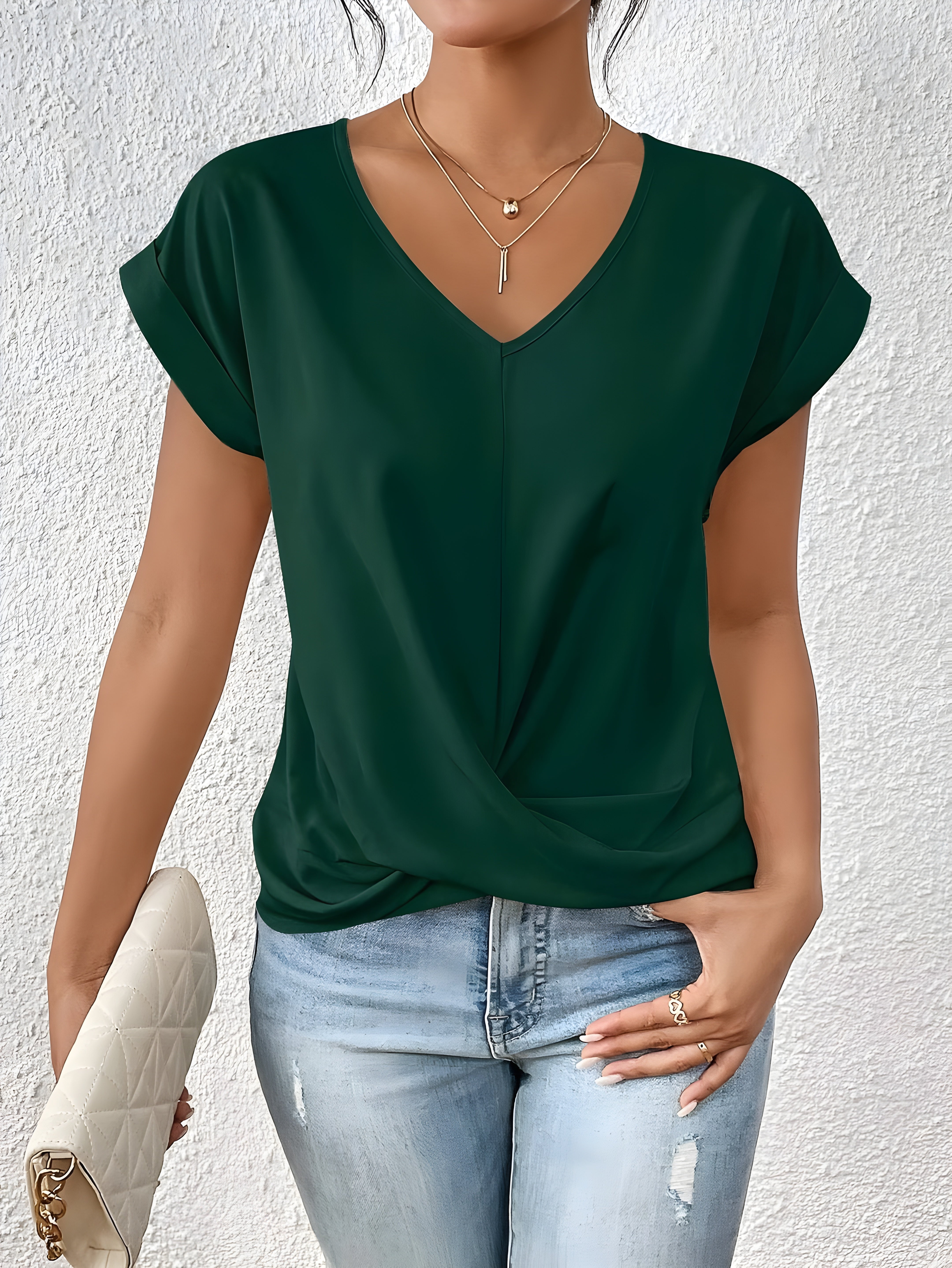 ANA | Stylowa Casual Bluzka z Dekoltem w Serek