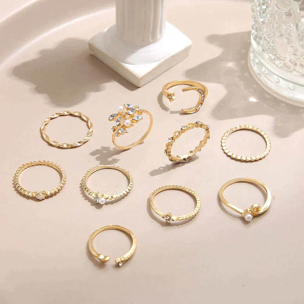 Celeste™ | Bohemian Gold Ring Set