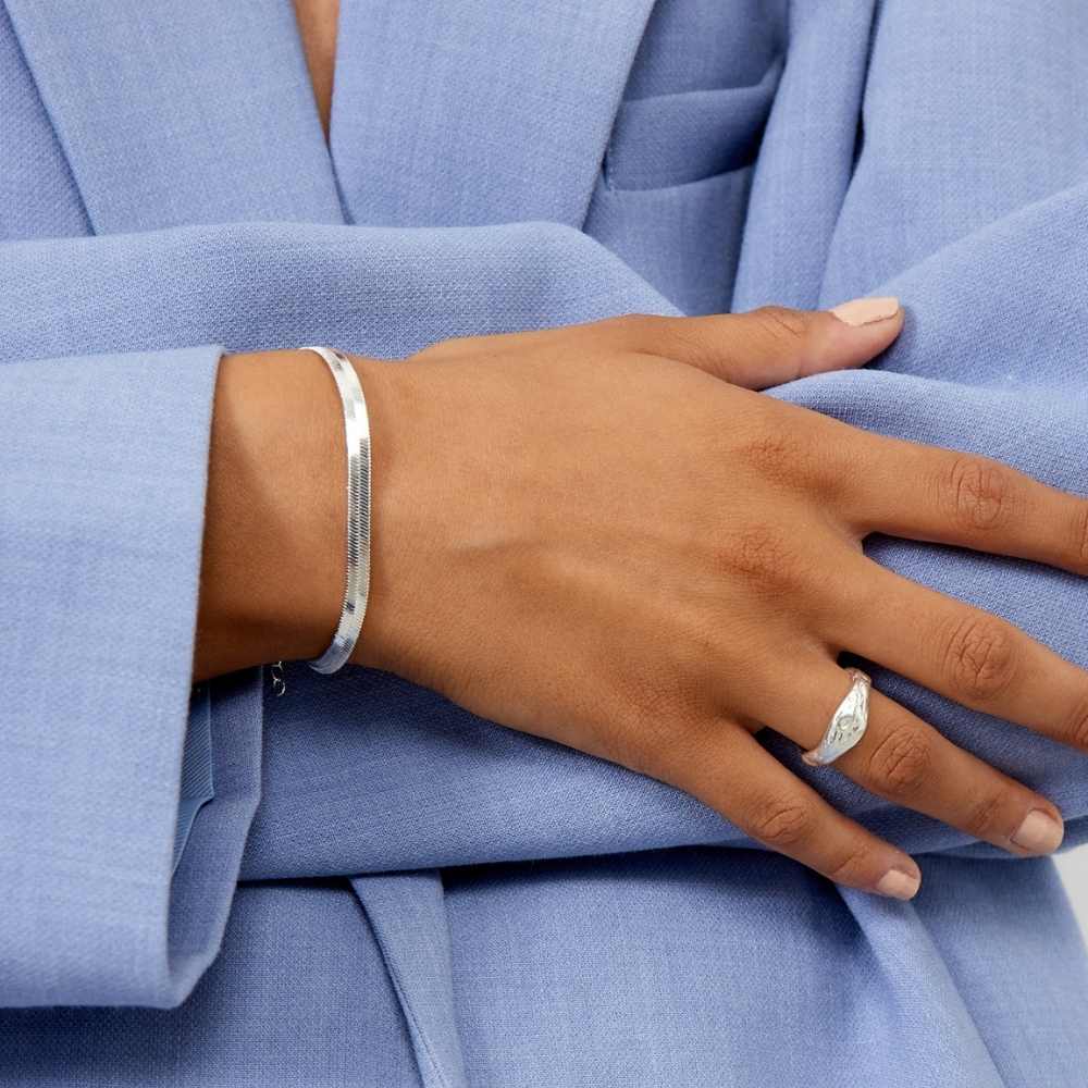 Fladt Ormlænke Armbånd – 925 Sølvbelægning, 4 mm