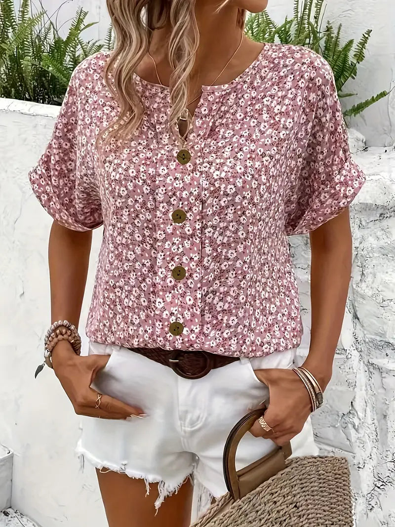 IZABELLA | Elegancka Bluzka z Kwiatowym Motywem