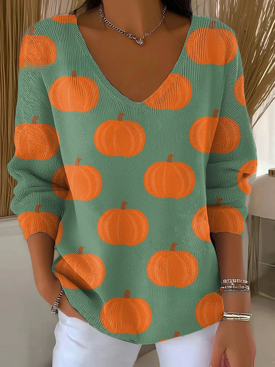 LUCIE | Sweter dzianinowy z dekoltem w serek