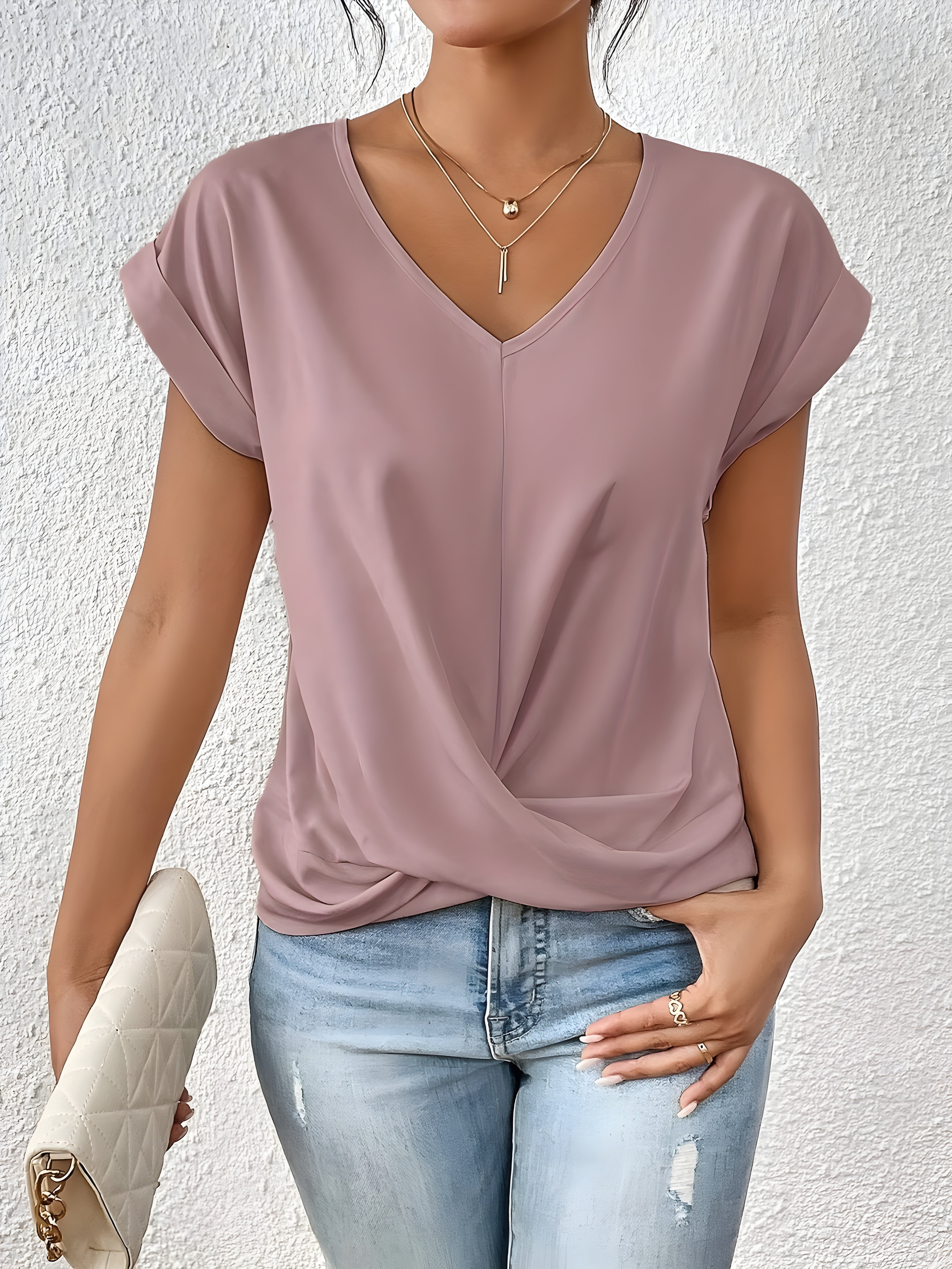 ANA | Stylowa Casual Bluzka z Dekoltem w Serek
