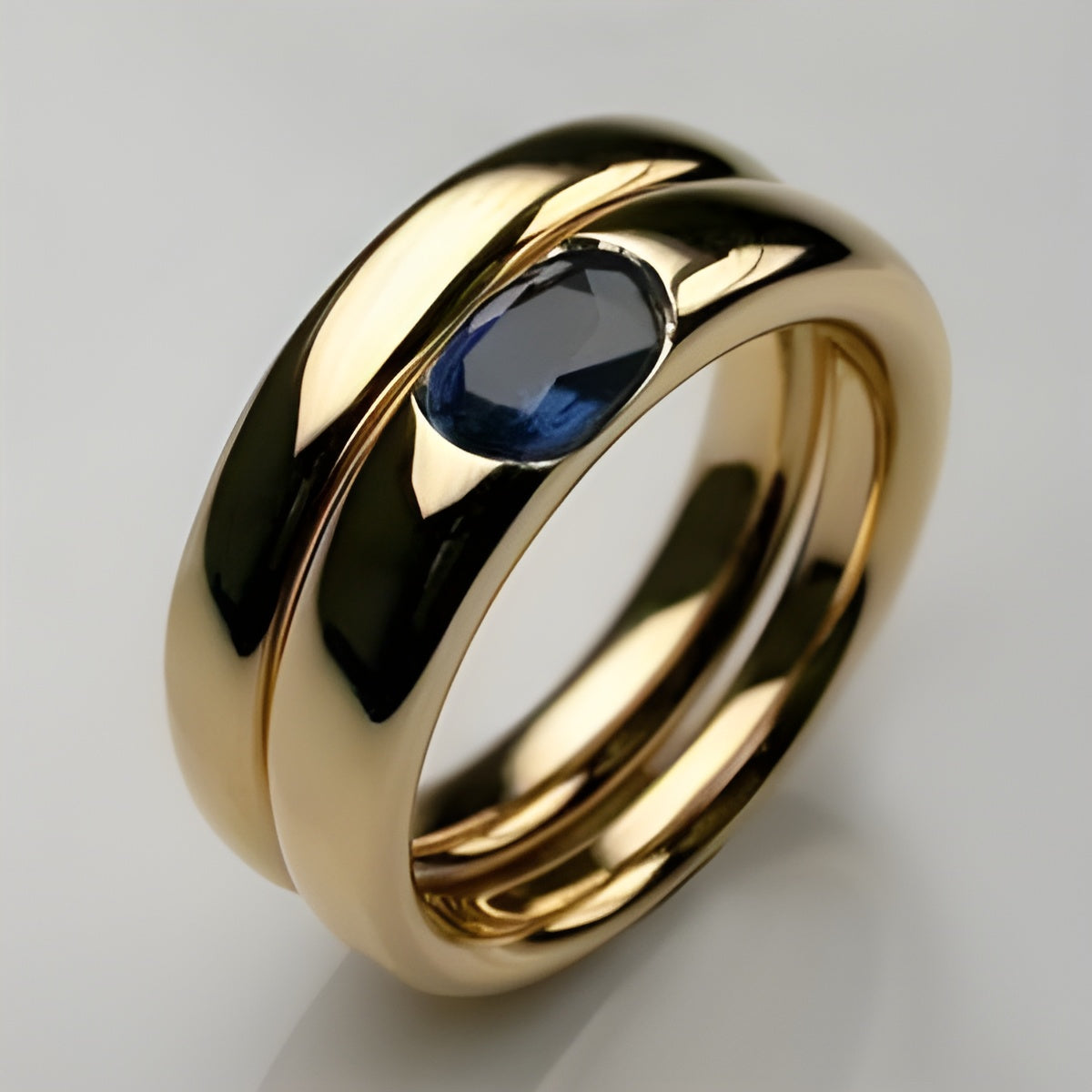 Vintage Guld Ring med Blå Zirkonia Sten
