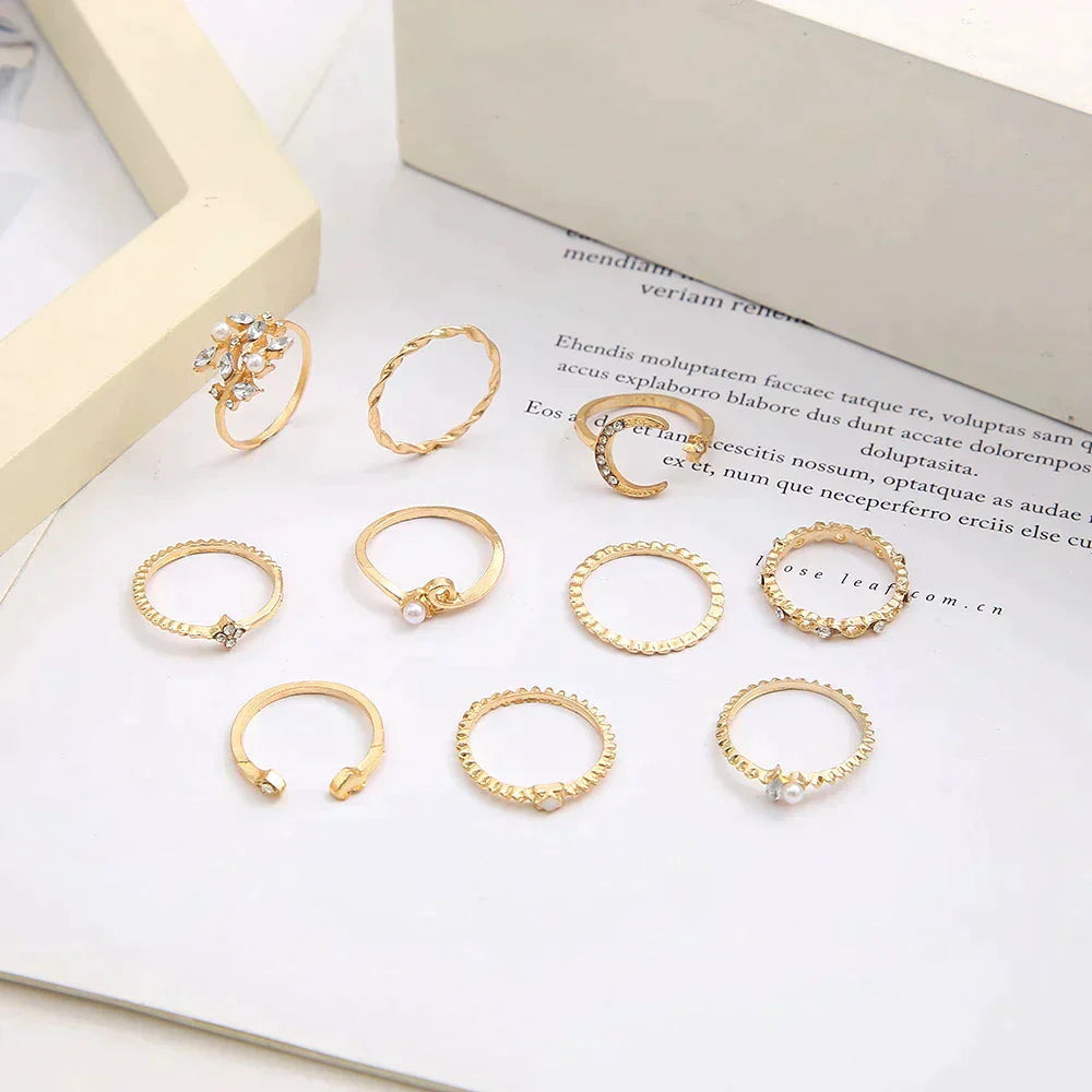 Celeste™ | Bohemian Gold Ring Set