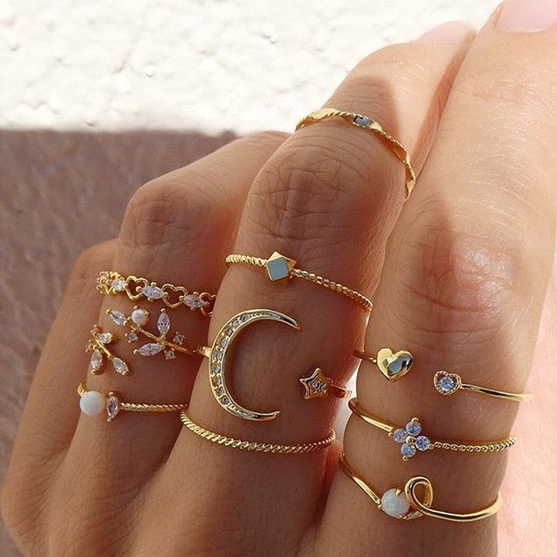 Celeste™ | Bohemian Gold Ring Set