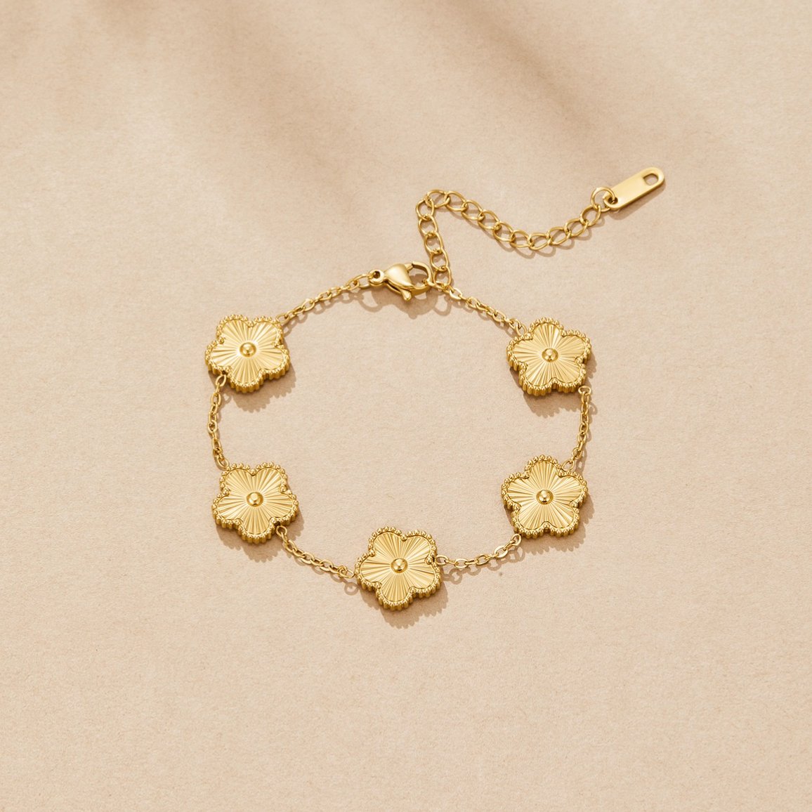 Gold-Colored Four-Leaf Clover Bracelet