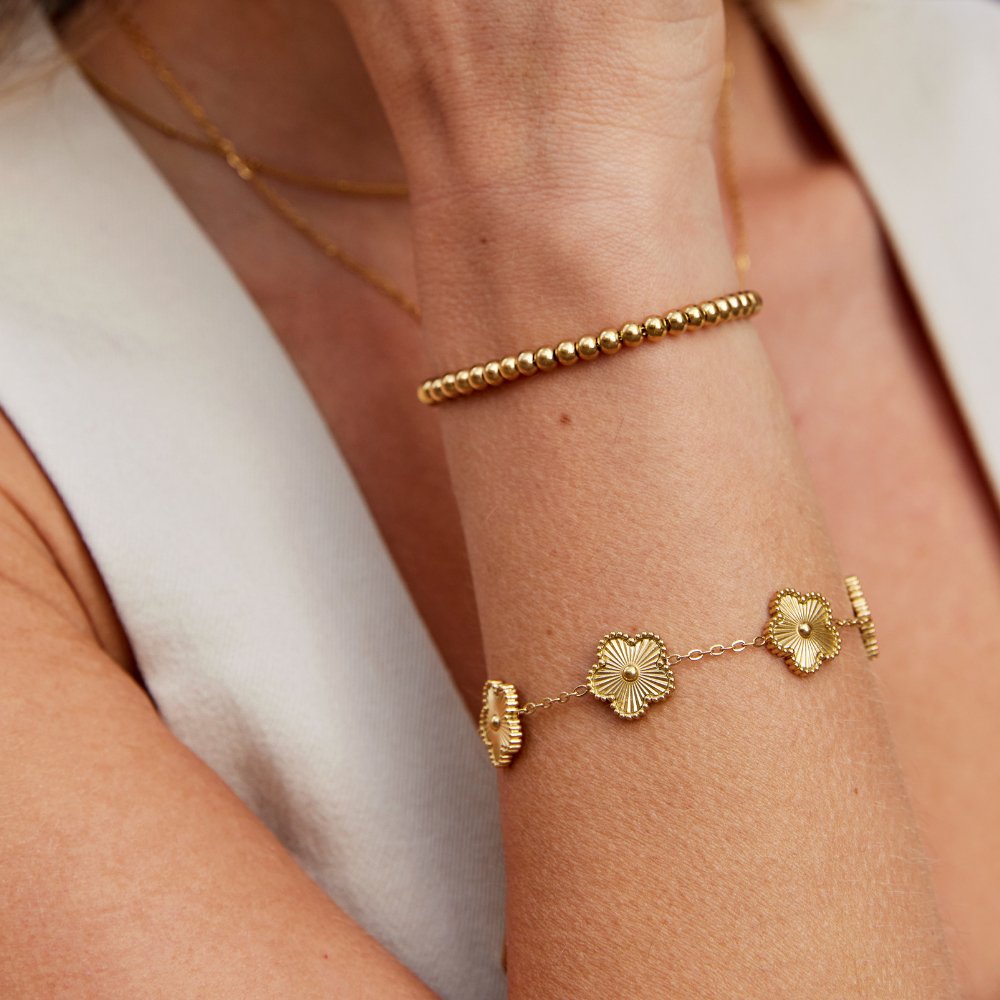 Gold-Colored Four-Leaf Clover Bracelet