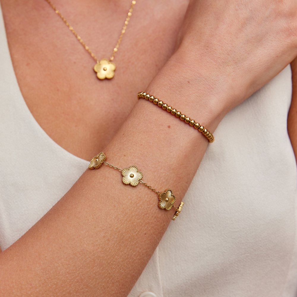 Gold-Colored Four-Leaf Clover Bracelet