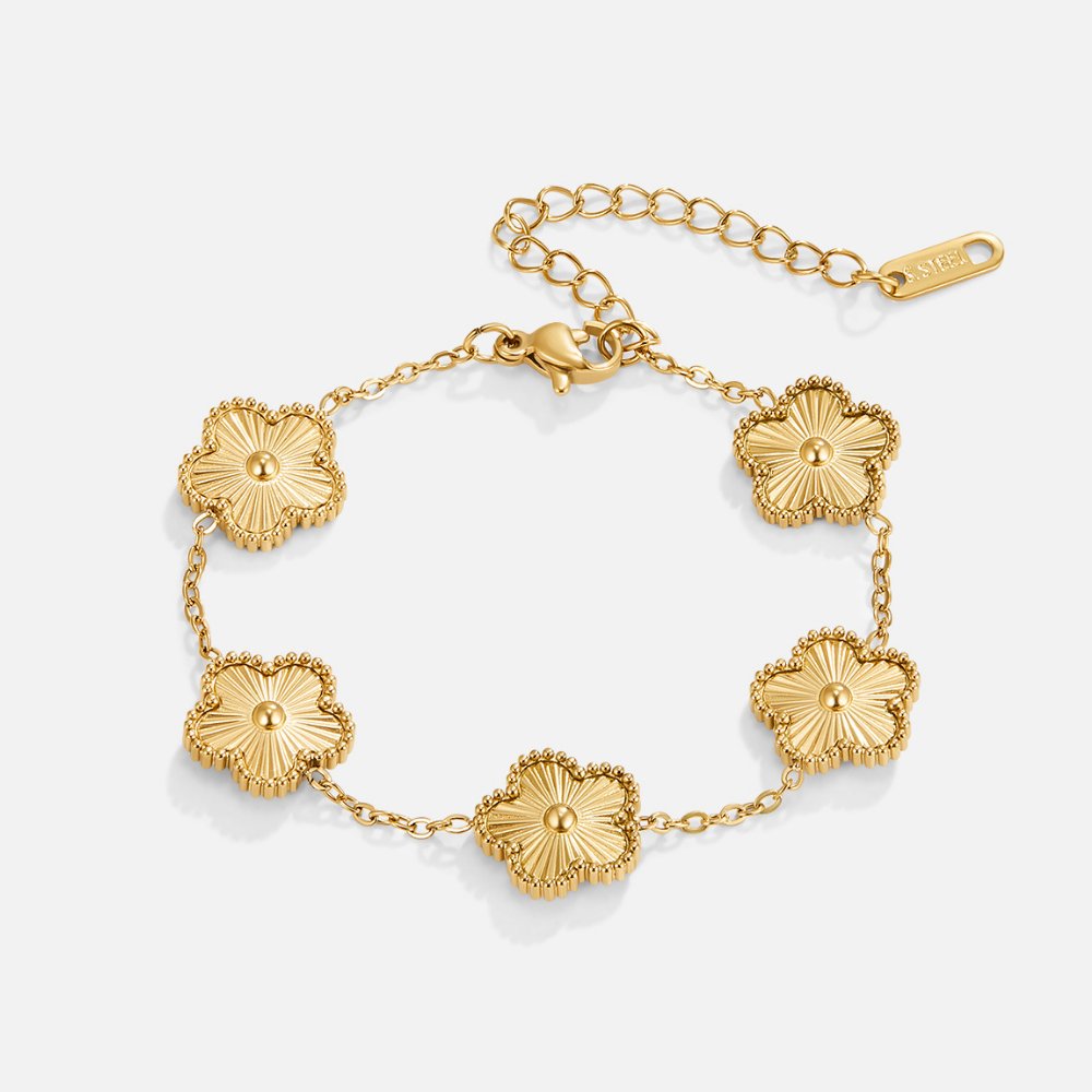 Gold-Colored Four-Leaf Clover Bracelet