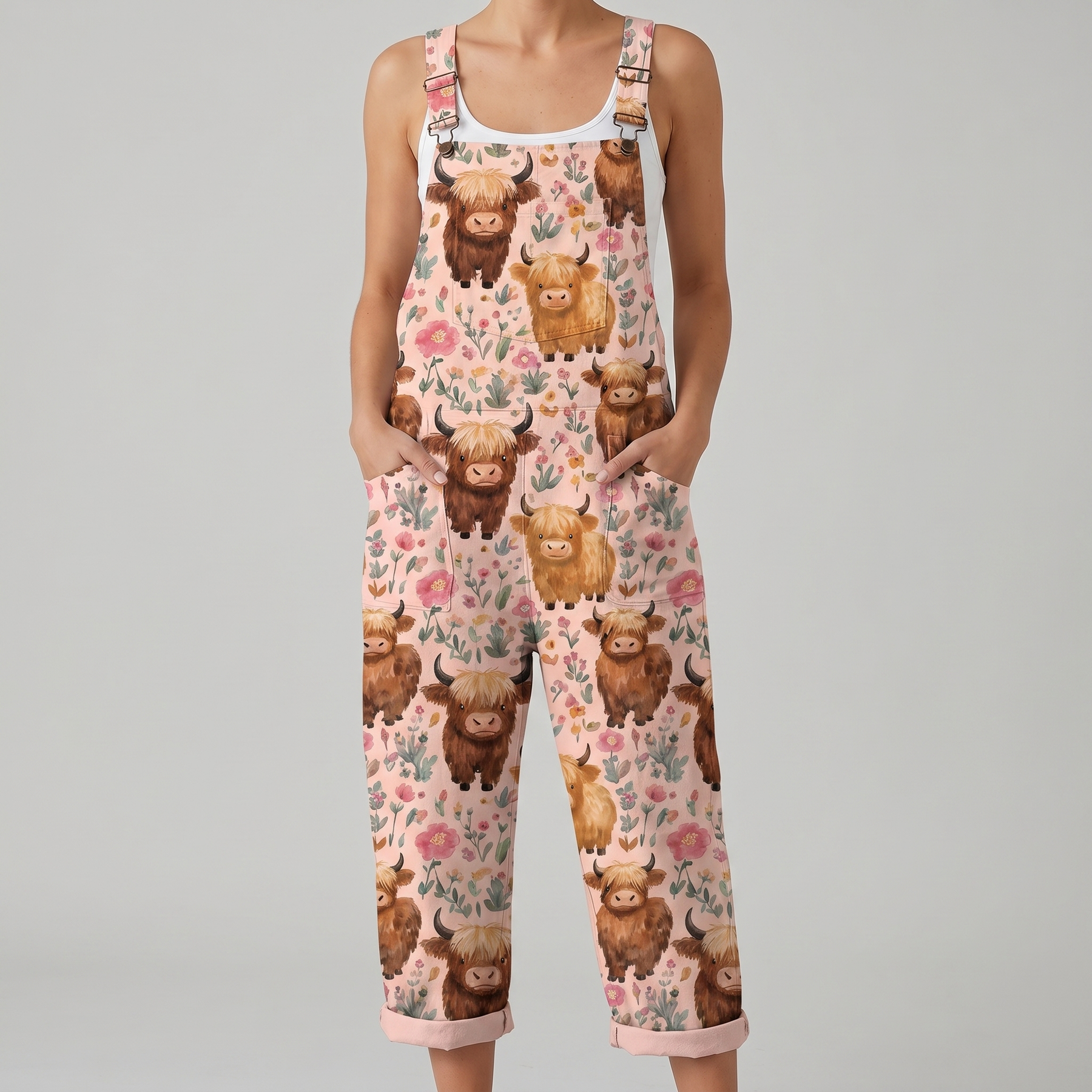 Rosie™ | Blush Highland Cow Jumpsuit