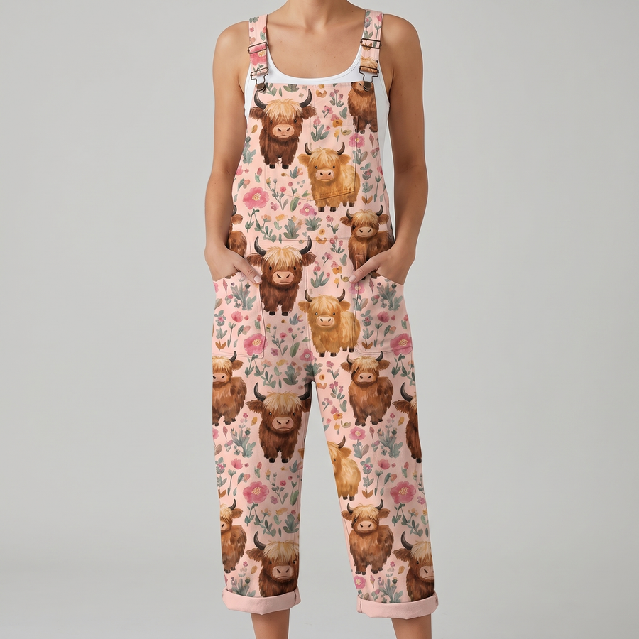 Rosie™ | Blush Highland Cow Jumpsuit