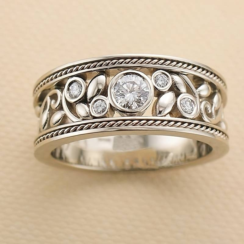 Retro Silver Ring with Zirconia