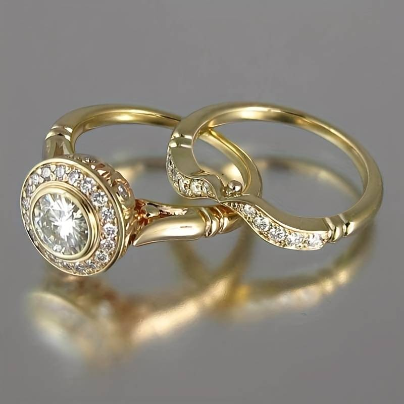 Vintage Guld Ringpaket med Zirkonia